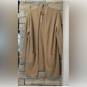 QIXING Women’s XL Long Soft Cardigan Camel Sweater Casual Knit New NWT